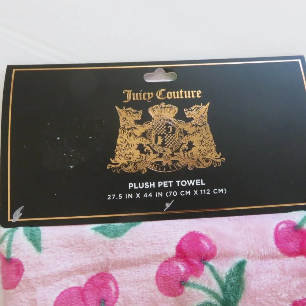 (#Z-1) Juicy Couture Pink Cherry Plush Pet Throw Blanket 27.5 x 44
